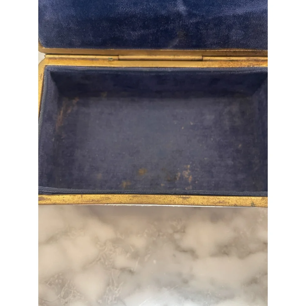 Antique Jennings Brothers Gilt Bronze Jewelry Trinket Box Relief Scene c.1900